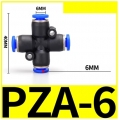 Fitting (ฟิตติ้ง) PZA-6 ข้อต่อลมสี่ทาง 6 mm นิวเมติกส์ 